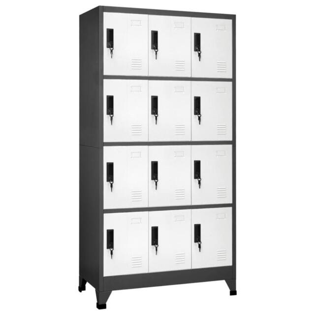 Berkfield Home Locker Cabinet Anthracite & White 90x45x180 cm Steel in Charcoal - Size: 90 x 45 x 180 cm - image 1