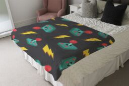 Benjamin Tate Design Retro Video Game Joystick Blanket in Natural - Size: 120 cm x 150 cm - thumbnail 3