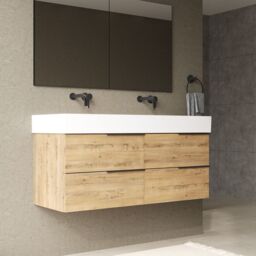 Banyetti Celtic 1200mm Wall Hung Bathroom Vanity Unit with Veneto 0 Tap Hole Basin - Ostippo Oak in Light Oak - thumbnail 7