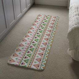 Benjamin Tate Design Colorful Striped Gold Style Triangles Runner Rug in Natural - Size: 67 cm x 230 cm - thumbnail 4