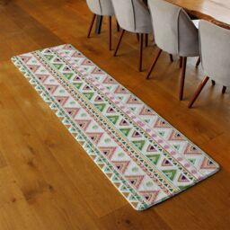 Benjamin Tate Design Colorful Striped Gold Style Triangles Runner Rug in Natural - Size: 67 cm x 230 cm - thumbnail 2
