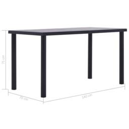 Berkfield Home Dining Table Black & Concrete Grey 140x70x75 cm MDF - Size: 140 x 70 x 75 cm - thumbnail 5