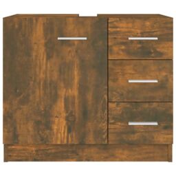 Berkfield Home Sink Cabinet Smoked Oak 63x30x54 cm Engineered Wood in Brown - Size: 63 x 30 x 54 cm - thumbnail 3