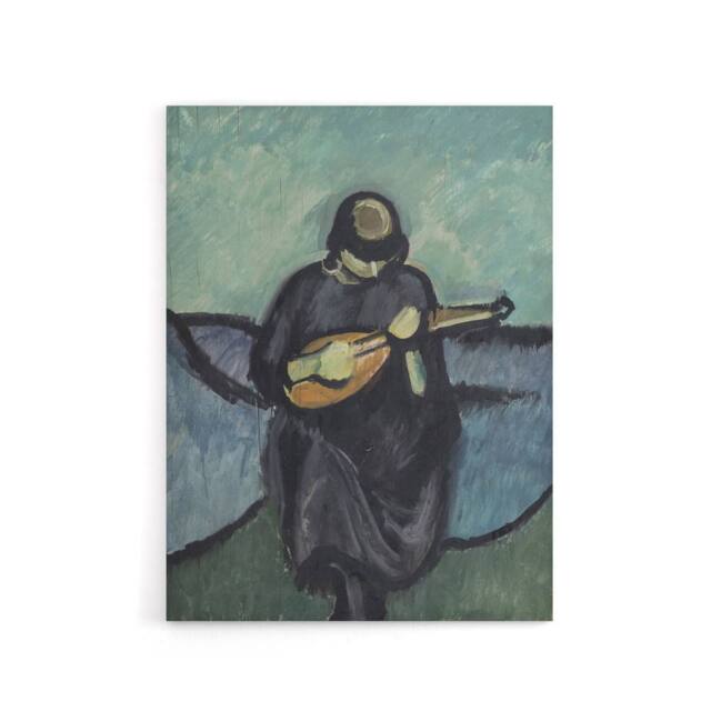"Artery8 Harald Giersing Mandolin Player Abstract Portrait Canvas Art Print in Blue - Size: W12"" x H16""" - image 1