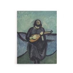 "Artery8 Harald Giersing Mandolin Player Abstract Portrait Canvas Art Print in Blue - Size: W12"" x H16""" - thumbnail 1