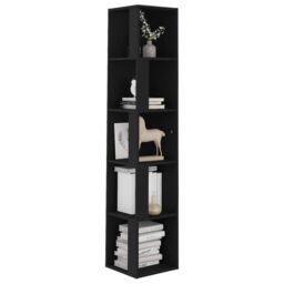 Berkfield Home Corner Cabinet Black 33x33x164.5 cm Engineered Wood - thumbnail 4