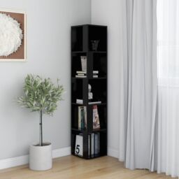 Berkfield Home Corner Cabinet Black 33x33x164.5 cm Engineered Wood - thumbnail 3