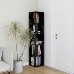 Berkfield Home Corner Cabinet Black 33x33x164.5 cm Engineered Wood