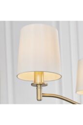 Netlighting Ortona 3 Light Multi Arm Pendant Matt Antique Brass Vintage White Faux Silk E14 in Gold - thumbnail 6