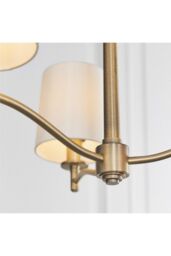 Netlighting Ortona 3 Light Multi Arm Pendant Matt Antique Brass Vintage White Faux Silk E14 in Gold - thumbnail 3