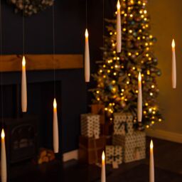 Samuel Alexander Set of 10 15cm Floating White Static Flicker Battery Candle with Remote Control in Warm White in Beige - thumbnail 2