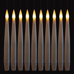 Samuel Alexander Set of 10 15cm Floating White Static Flicker Battery Candle with Remote Control in Warm White in Beige - thumbnail 3