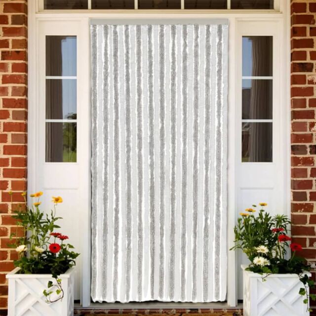 Berkfield Home Fly Curtain Light Grey & White 100x230 cm Chenille - image 1