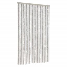 Berkfield Home Fly Curtain Light Grey & White 100x230 cm Chenille - thumbnail 2