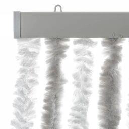 Berkfield Home Fly Curtain Light Grey & White 100x230 cm Chenille - thumbnail 4