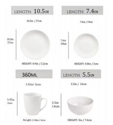 simpa White Porcelain Dinnerware Set - Size: 24 Pack - thumbnail 3