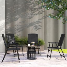 OUTSUNNY 4pcs Rattan Chair Foldable Garden Furniture w/ Armrest Black - Size: 4 Person - thumbnail 1