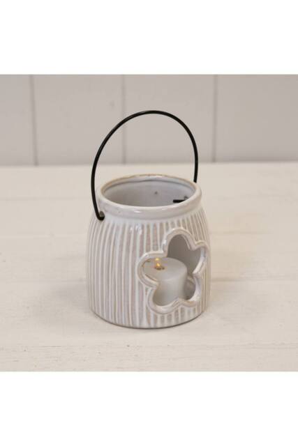 KDMD Natural Ceramic Tealight Holder with Flower Cut Out - image 1