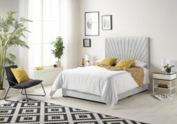 Somnior Platinum Ortho Sprung Memory Foam Mattress with Divan Bed with Headboard Linen Fabric in Silver - Size: Double - thumbnail 2