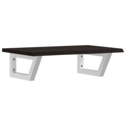 Berkfield Home Basin Shelf Wall Mounted Steel & Solid Wood Oak in Brown - thumbnail 2