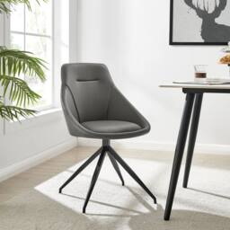 Bravich LTD Lisbon Faux Leather Dining Office Swivel Chair - Set of 2 in Grey - Size: 2 Pack - thumbnail 1