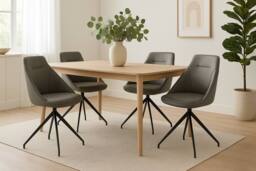 Bravich LTD Lisbon Faux Leather Dining Office Swivel Chair - Set of 2 in Grey - Size: 2 Pack - thumbnail 7