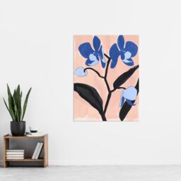 "Artery8 Blue Orchid Flower Bloom Abstract Floral Painting Wall Art Print - Size: W12"" x H16""" - thumbnail 4