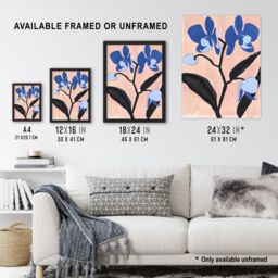 "Artery8 Blue Orchid Flower Bloom Abstract Floral Painting Wall Art Print - Size: W12"" x H16""" - thumbnail 3
