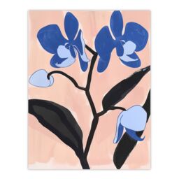 "Artery8 Blue Orchid Flower Bloom Abstract Floral Painting Wall Art Print - Size: W12"" x H16""" - thumbnail 1