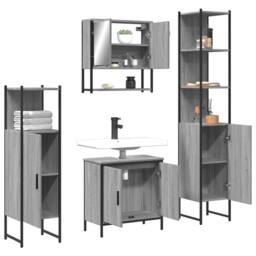 Berkfield Home 4 Piece Bathroom Furniture Set Grey Sonoma Engineered Wood - thumbnail 4