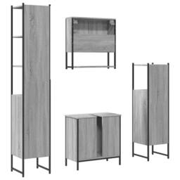 Berkfield Home 4 Piece Bathroom Furniture Set Grey Sonoma Engineered Wood - thumbnail 8