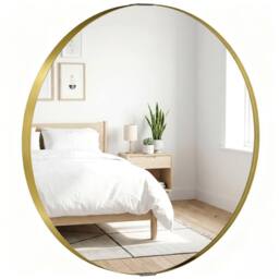 HOMCOM Wall Mirror 61 cm, Wall Mounted Bathroom Mirror in Gold - thumbnail 2