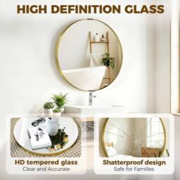 HOMCOM Wall Mirror 61 cm, Wall Mounted Bathroom Mirror in Gold - thumbnail 6
