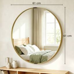 HOMCOM Wall Mirror 61 cm, Wall Mounted Bathroom Mirror in Gold - thumbnail 3