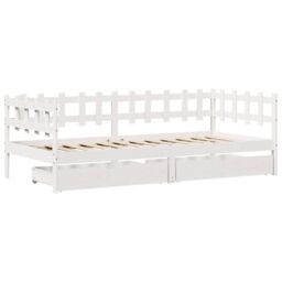 Berkfield Home Daybed with Drawers without Mattress White 80x200 cm Solid Wood - thumbnail 3