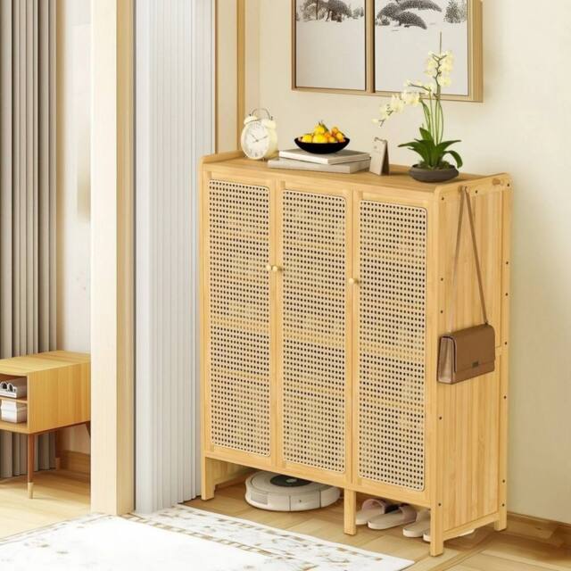 KORVIXA Bamboo Shoe Storage Cabinet in Brown - Size: 0.6m2 - image 1