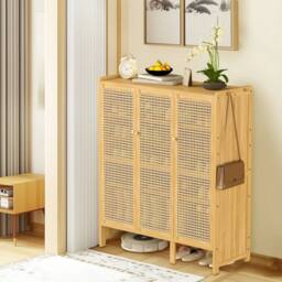 KORVIXA Bamboo Shoe Storage Cabinet in Brown - Size: 0.6m2 - thumbnail 1