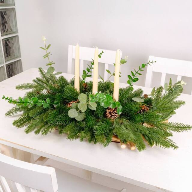 Marco Paul Luxury Candle Holder with Artificial Garland in Green - image 1