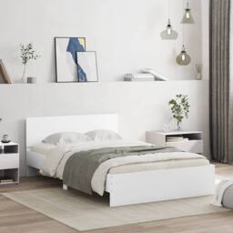 Berkfield Home Bed Frame with Headboard & LED White 120x190 cm Small Double - thumbnail 4