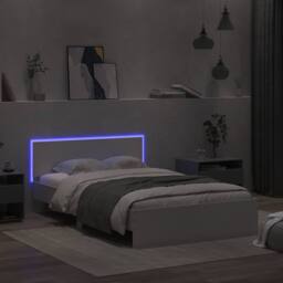 Berkfield Home Bed Frame with Headboard & LED White 120x190 cm Small Double - thumbnail 3