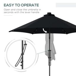 OUTSUNNY 3(m) Cantilever Garden Parasol Umbrella W/ Solar LED & Cover in Black - thumbnail 4