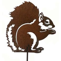 Poppyforge Squirrel on Stake - Steel, W20.3 x H20.3 cm - Bare Metal/Ready to Rust in Brown - thumbnail 2