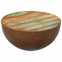 Berkfield Home Coffee Table Bowl-shaped with Steel Base Solid Reclaimed Wood in Brown - thumbnail 9