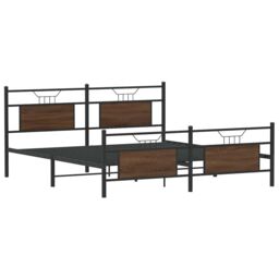Berkfield Home Metal Bed Frame without Mattress Brown Oak 160x200 cm - thumbnail 5