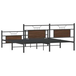 Berkfield Home Metal Bed Frame without Mattress Brown Oak 160x200 cm - thumbnail 8