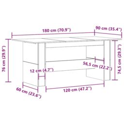 Berkfield Home Dining Table Old Wood 180x90x76 cm Engineered Wood in Brown - Size: 180 x 90 x 76 cm - thumbnail 9