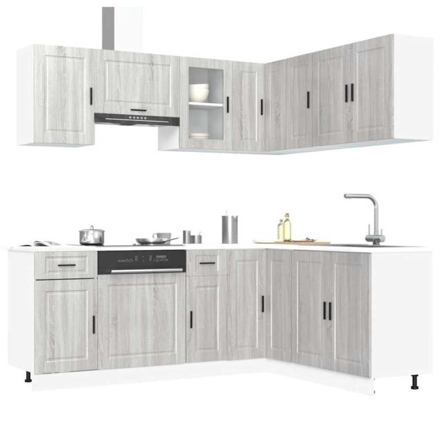 Berkfield Home 11 Piece Kitchen Cabinet Set Porto Grey Sonoma Engineered Wood - image 1