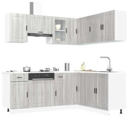 Berkfield Home 11 Piece Kitchen Cabinet Set Porto Grey Sonoma Engineered Wood - thumbnail 1