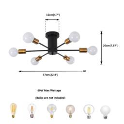 NIVOR 6 light Industrial Chandelier Mid Century Flush Mount Ceiling Light in Metallic Gold - thumbnail 2