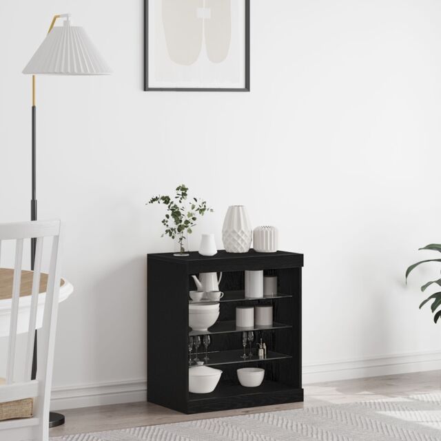 Berkfield Home Sideboard with LED Lights Black Oak 60, 5x37x67 cm - Size: 5 x 37 x 67 cm - image 1